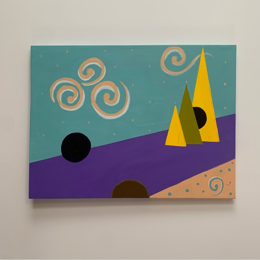 Abstract Geometric Art Canvas in Teal and Purple